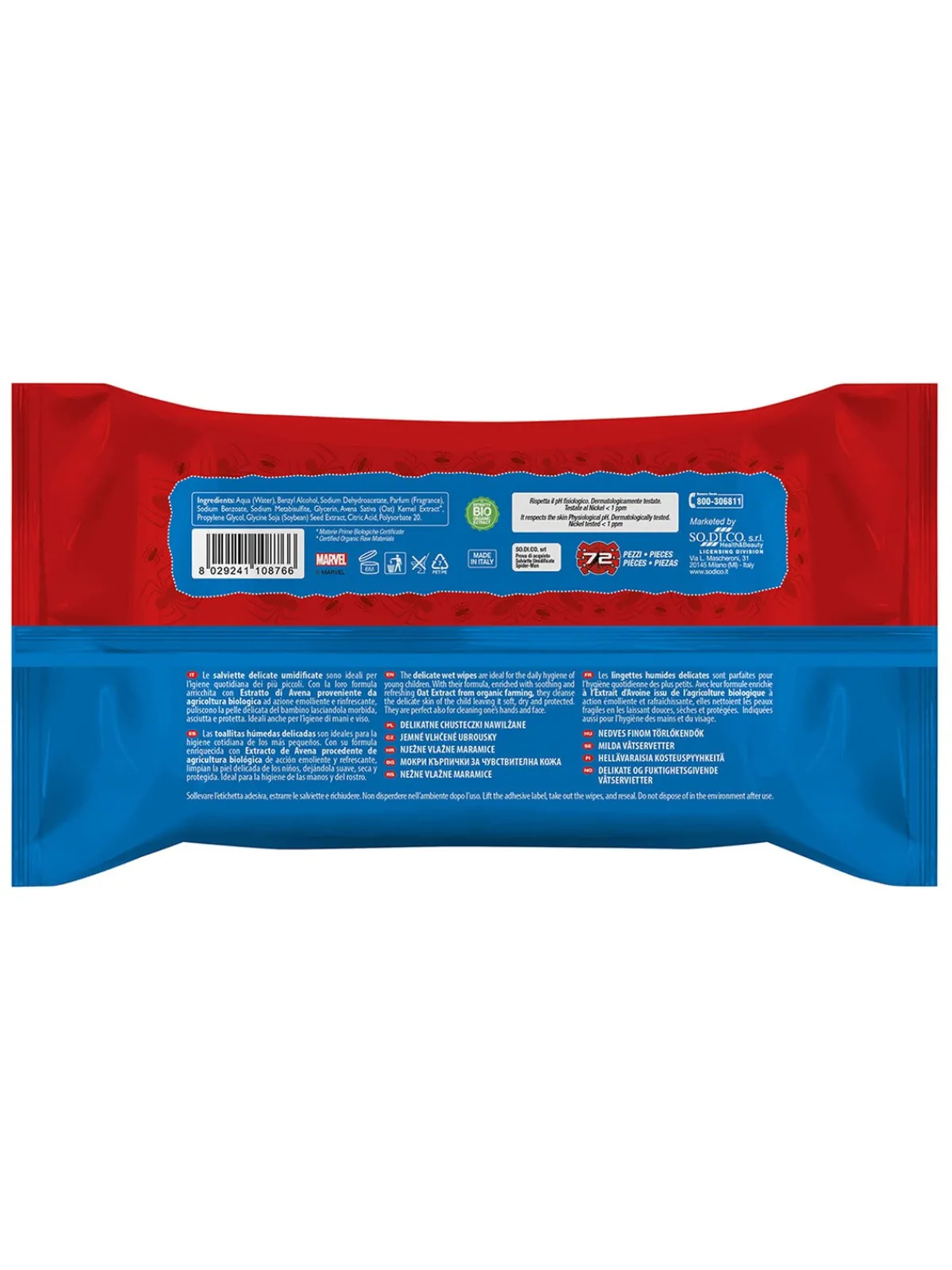 Bambino Sodico spiderman salviette umidificate 72pz