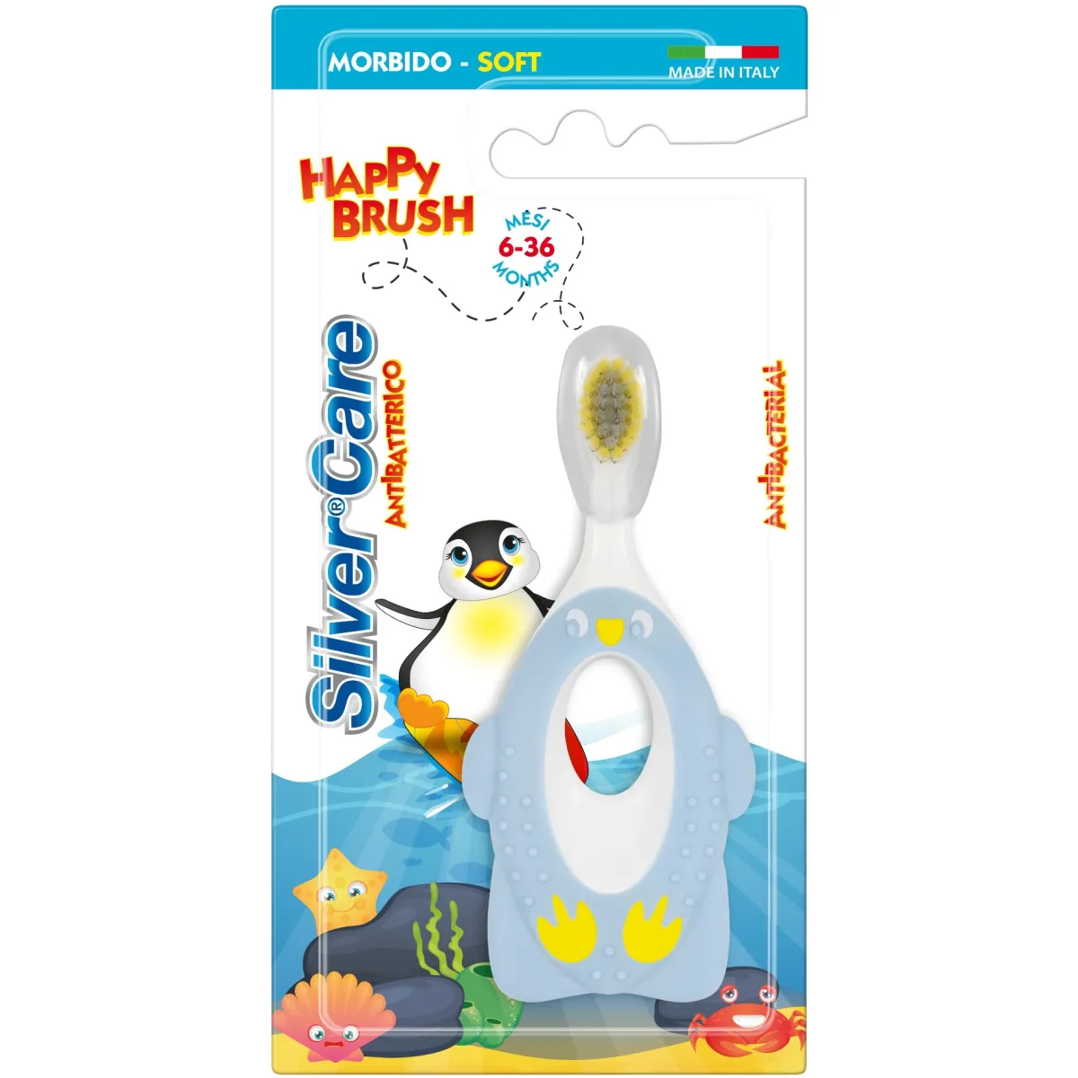 Bambino SILVERCARE Spazzolino happy brush pinguino 6-36m