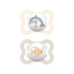 Mam Succhietti air 2-6m silicone bio-circolare conf. doppia grigio/beige –