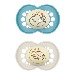 Mam Succhietti original night 16+ caucciù bio-circolare conf. doppia blu/grigio –