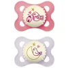 Mam Succhietti original night 2-6m silicone bio-circolare conf. doppia rosa/viola –