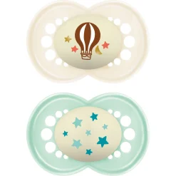 Mam Succhietti original night 16+ silicone bio-circolare conf. doppia beige/verde –