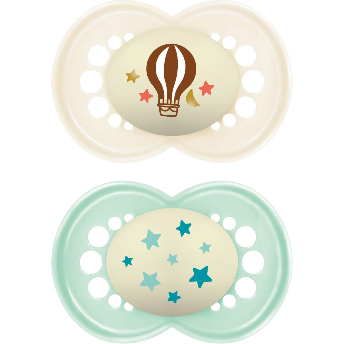 Mam Succhietti original night 6+ caucciù bio-circolare conf. doppia verde/grigio –