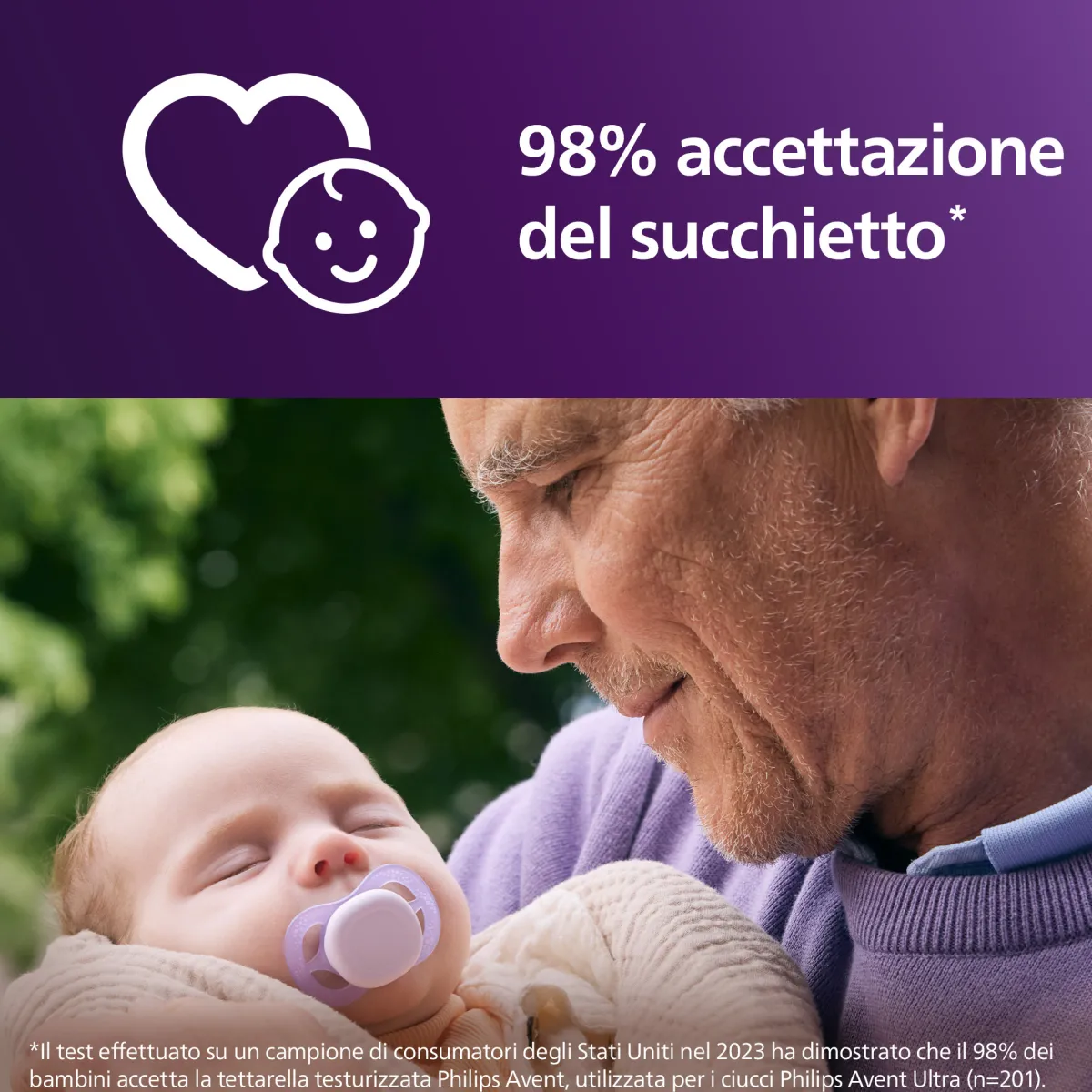 Avent Succhietti ultra start 0-2m day pastello giallo e viola, a base vegetale – set da 2 ciucci – philips