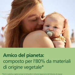 Avent Succhietti ultra start 0-2m night pastello verde e blu smile e sleep, a base vegetale – set da 2 ciucci – philips