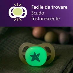 Avent Succhietti ultra start 0-2m night pastello viola e arancione luna e stella, a base vegetale – set da 2 ciucci – philips