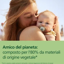 Avent Succhietti ultra start 0-2m night pastello viola e arancione luna e stella, a base vegetale – set da 2 ciucci – philips