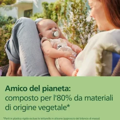 Avent Succhietti ultra start 0-2m day pastello verde e blu , a base vegetale – set da 2 ciucci – philips
