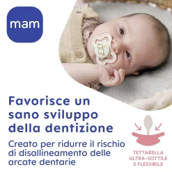 Mam Succhietto perfect start 0-2m silicone bio-circolare conf.singola colori assortiti rosa e panna –