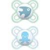 Mam Succhietto perfect start 0-2m silicone bio-circolare conf.singola verde e blu-