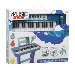 Superstar Tastiera musicale 37 tasti con sgabello – blu – music star 3+