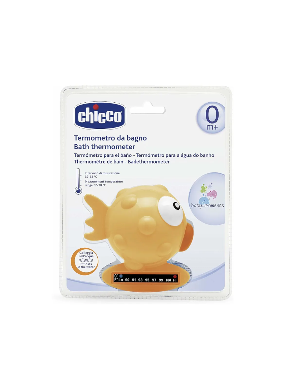 Bambino Chicco Termometro da bagno pesce palla arancio