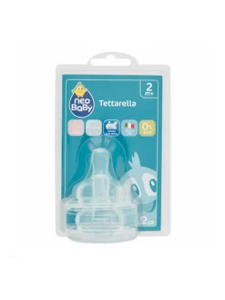 Neo Baby Tettarelle silicone collo largo flusso regolabile 2 pz