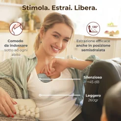 Nuvita Tiralatte elettrico indossabile singolo materno flow a 3 fasi –