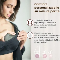 Nuvita Tiralatte elettrico indossabile singolo materno flow a 3 fasi –