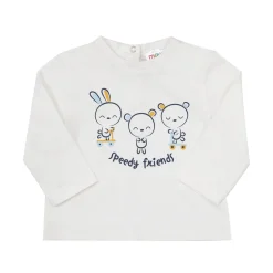 Mawi T-shirt jersey manica lunga bimba panna con stampa