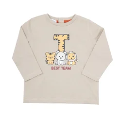 Mawi T-shirt jersey manica lunga bimbo beige stampata