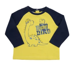 Mawi T-shirt jersey manica lunga bimbo blu/giallo “dino”