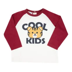 Mawi T-shirt jersey raglan bimbo bicolor panna/rosso