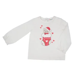 Mawi T-shirt manica lunga bimba bianca stampa natale