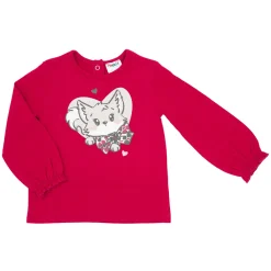 Mawi T-shirt manica lunga bimba rossa stampata
