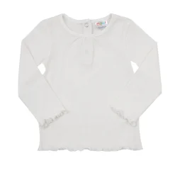 Mawi T-shirt manica lunga da bambina bianca costina