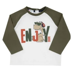 Mawi T-shirt manica lunga raglan bimbo bicolor /verde