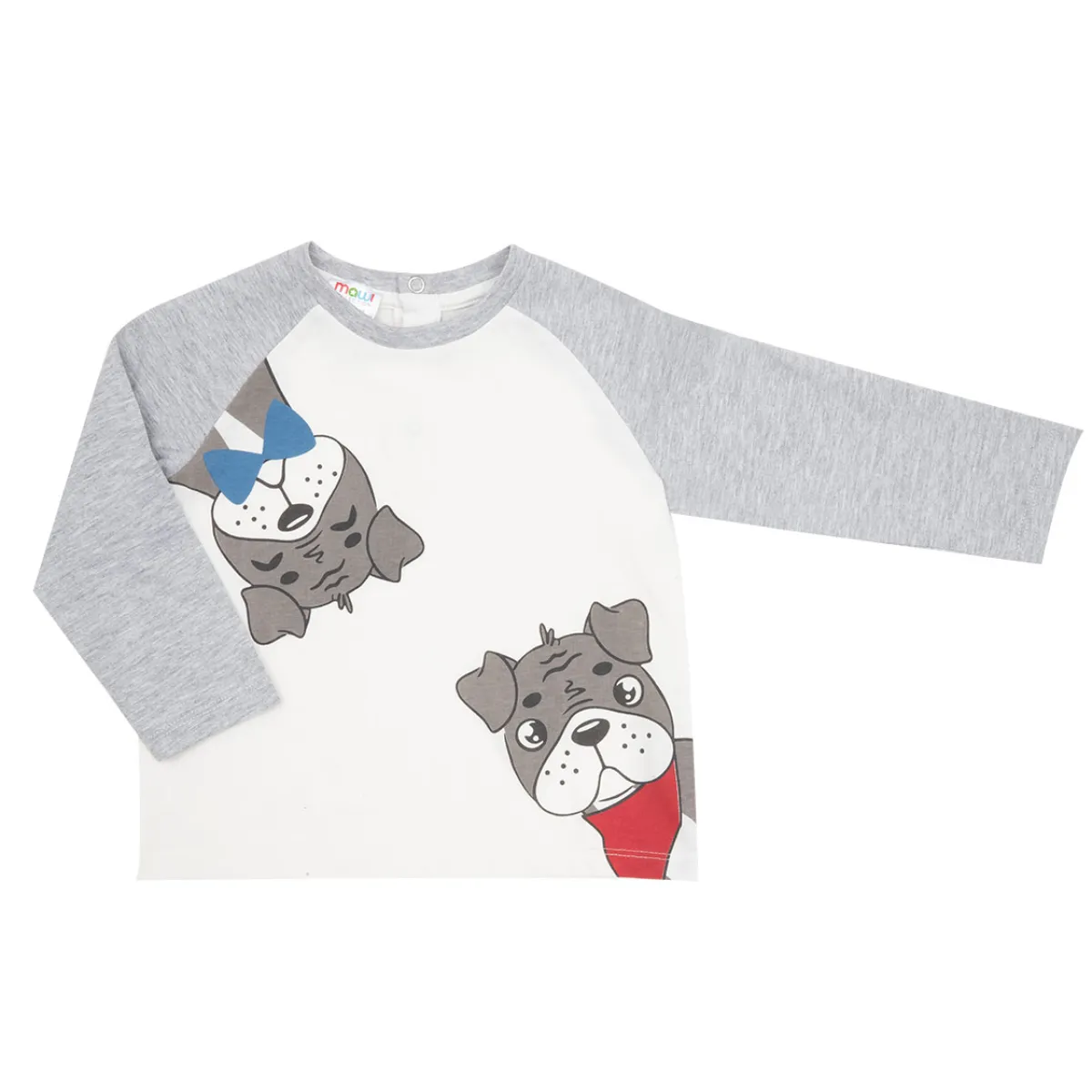 Mawi T-shirt maniche lunghe bimbo grigio/panna stampata