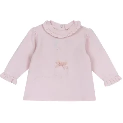 Chicco T.shirt m/l rosa ricamo coniglio tono su tono –