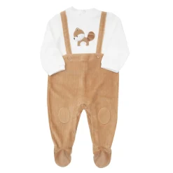 Mawi Tutina ciniglia rigata con bretelle bimbo bianco/