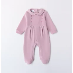 Mignolo Tutina intera con piede rosa con arricci